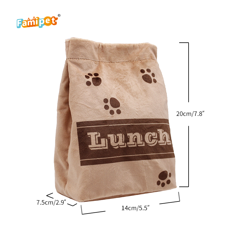 Famipet Manufacturer Wholesale Custom Fast Food Lunch Pack Design Soft Stuffed Plush Dog Toys Squeaky Pet Toy