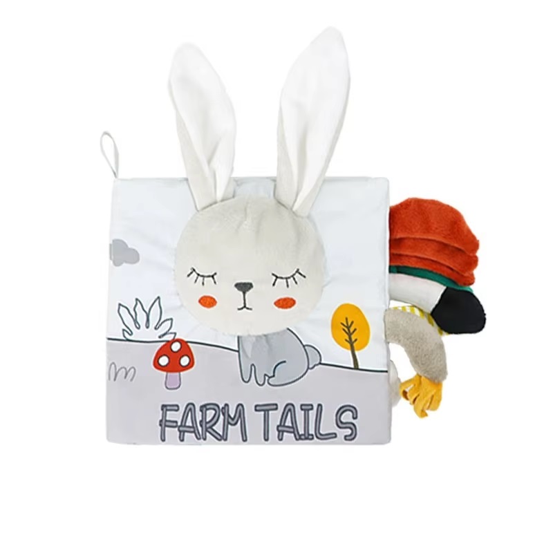 Early Learning Soft Cloth Book with Plush Animals Kids Educational Activity Stuffed Toy Preschool Fabric Animals