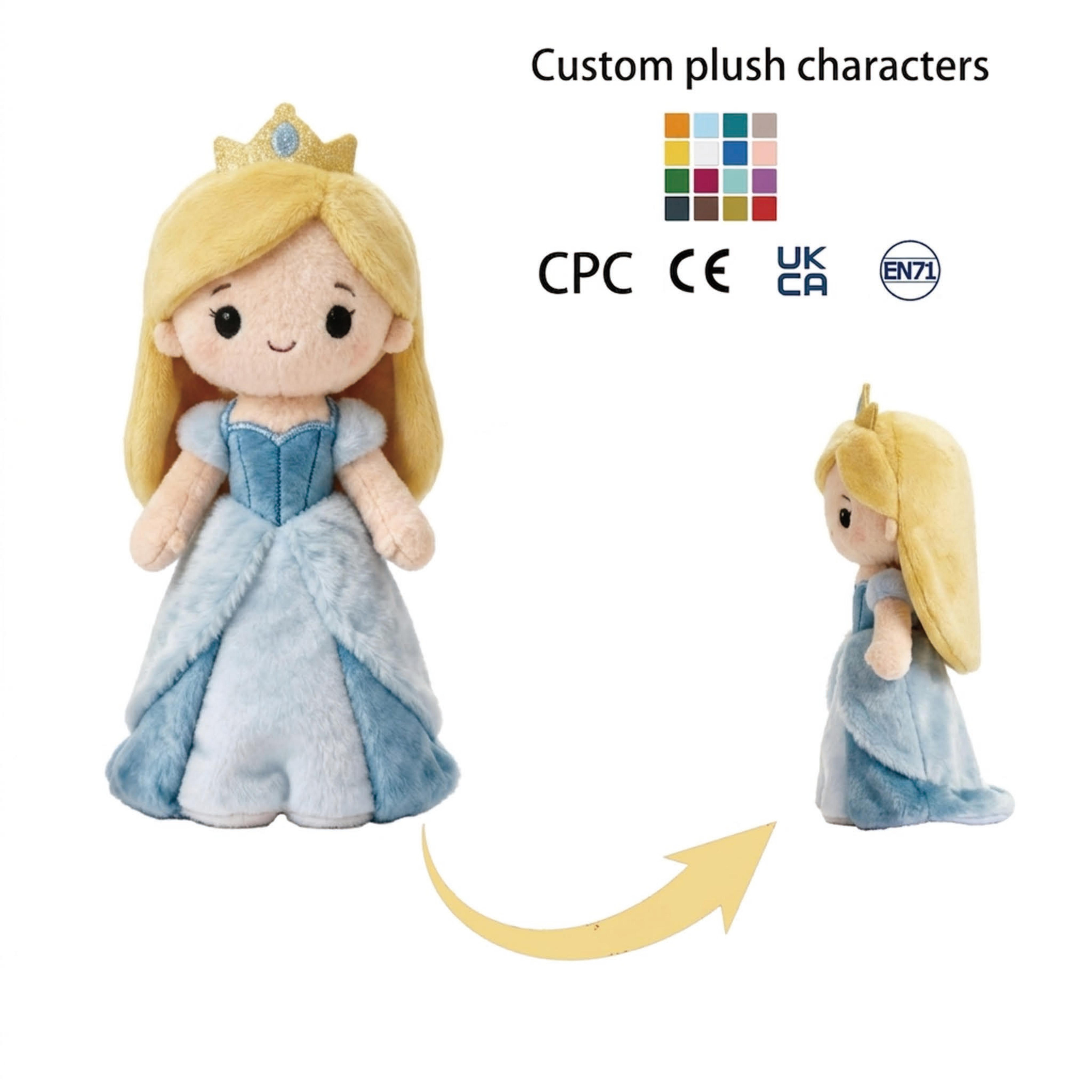 Custom Plush Princess Doll Cartoon Stuffed Animal Soft Peluches Character Personalized Kids Birthday Gift for Children