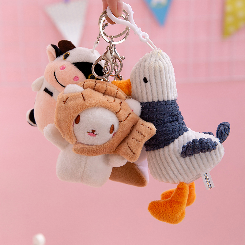 Wholesale Cute Mini Keychain Plush Toys Kawaii Backpack Pendant Stuffed Cute Bear Keychains