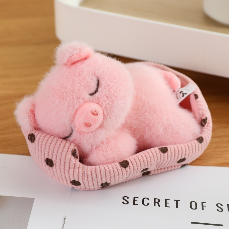 New Arrival Plush Sleeping Bunny Fox Pig with Bed Stuffed Animal Desk Decoration Soft Little Koala Cat Puppy Lying Doll with Bed