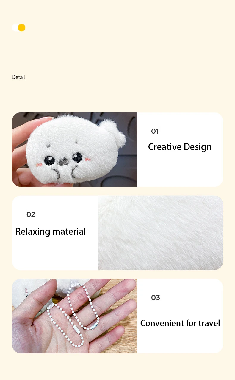 Baby seal plush toy bag pendant detail 2
