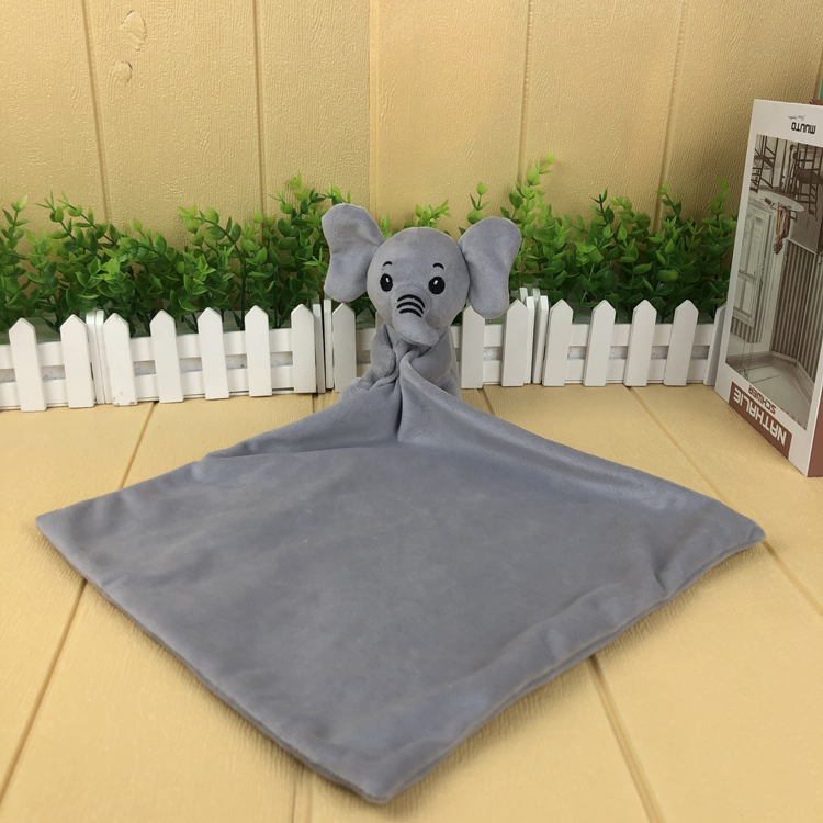 Gray Color Super Soft Plush Baby Toy Comforter Elephant Doll Before Bed