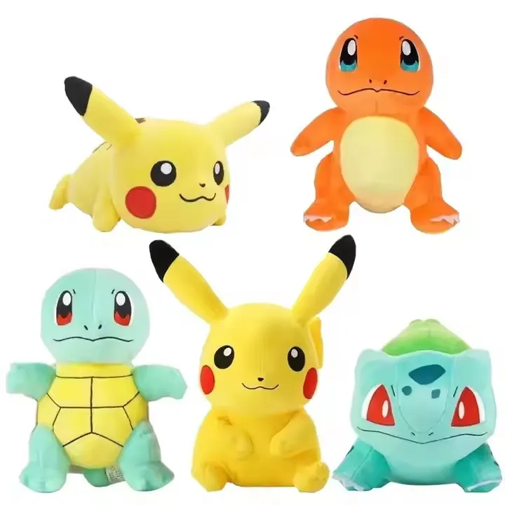 Cute Cartoon Anime Plush Dolls Pikachu Bulbasaur Squirtle Charmander Kawaii Plush Toys