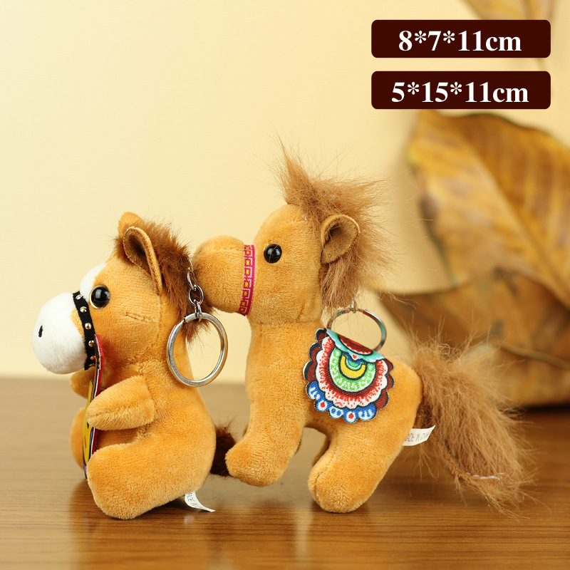 Internet-Famous Cute Pony Plush Keychain New Year Mascot Year of the Horse Pendant Gift Bag Keychain Pendant Toy