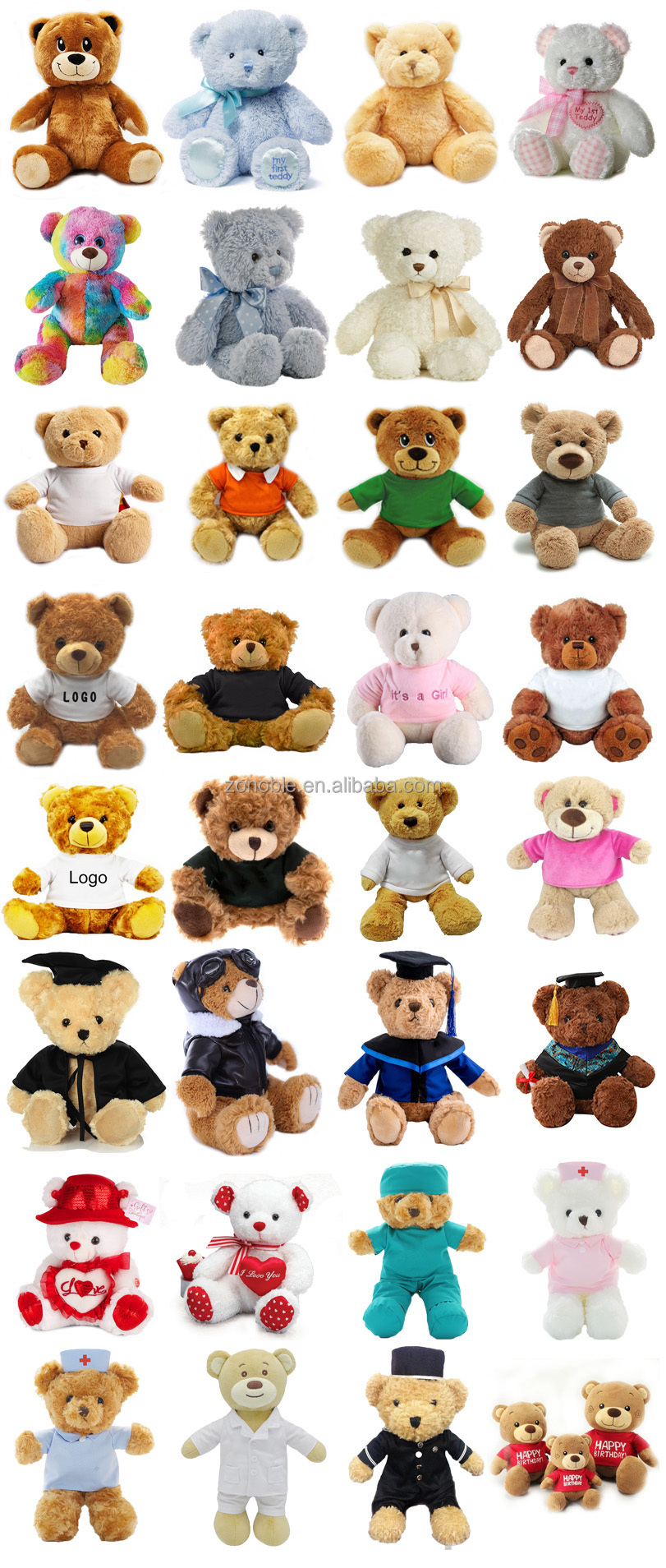 Detailed Plush Teddy Bear Size Options