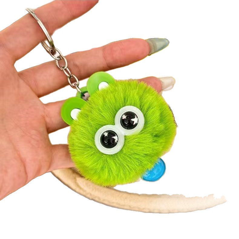 Mini Coal Ball Lightweight Keychain Cute Cartoon Plush Eco-Friendly Bags Pompom Doll Accessories Car Pendant Printing None Moni