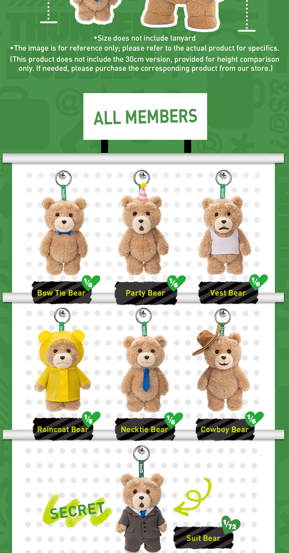 Original Ted2 Bear Series PVC Blind Box Plush Doll Cute Keychain Toy and Home Decorations