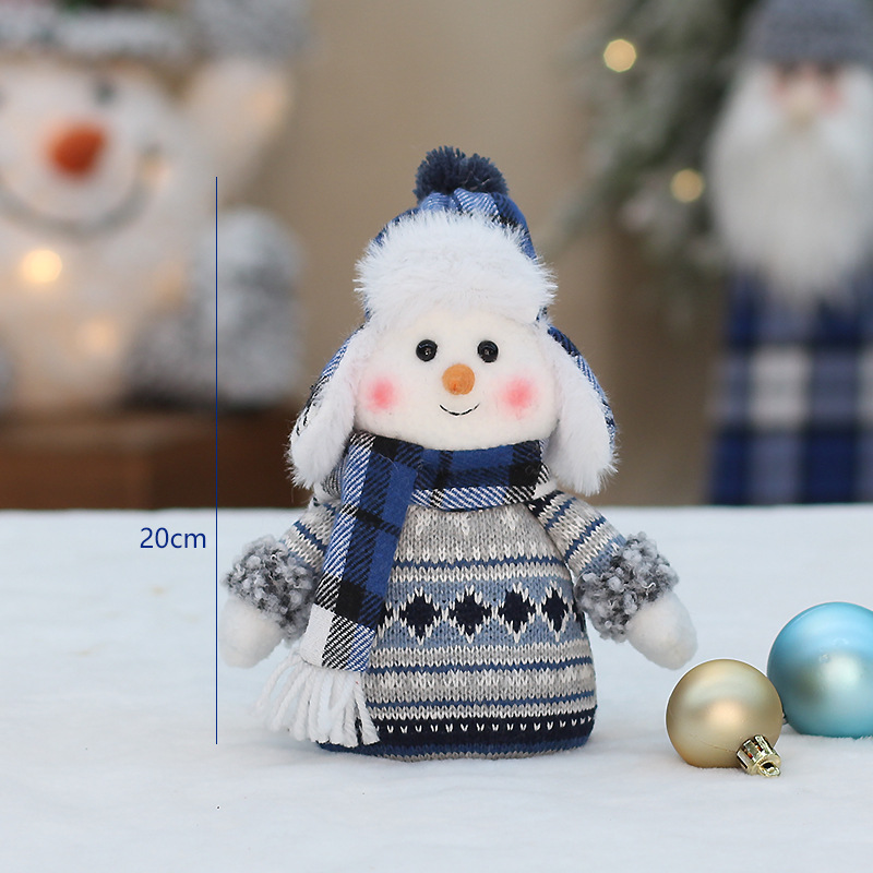 2024 New China Seasonal Supplier Plush Christmas Dolls Swing Toy Blue Christmas Snowman Toy Decorations Holiday Gift