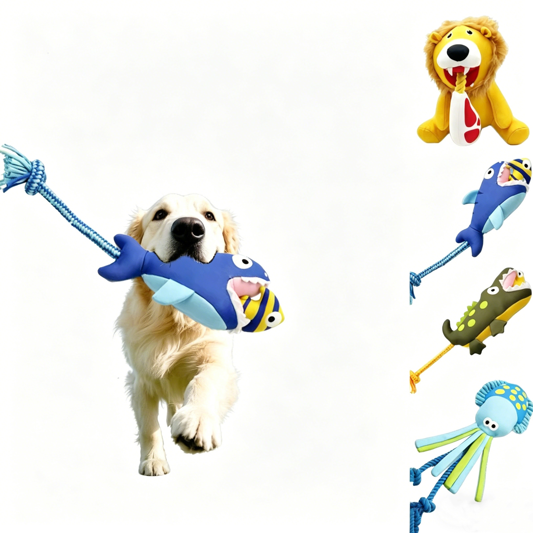 Custom Squeaky Dog Chew Toys Stuffed Animal Sound Pet Plush Toy with Rope Teeth Clean Interactive Funny Indestructable Dog Toys