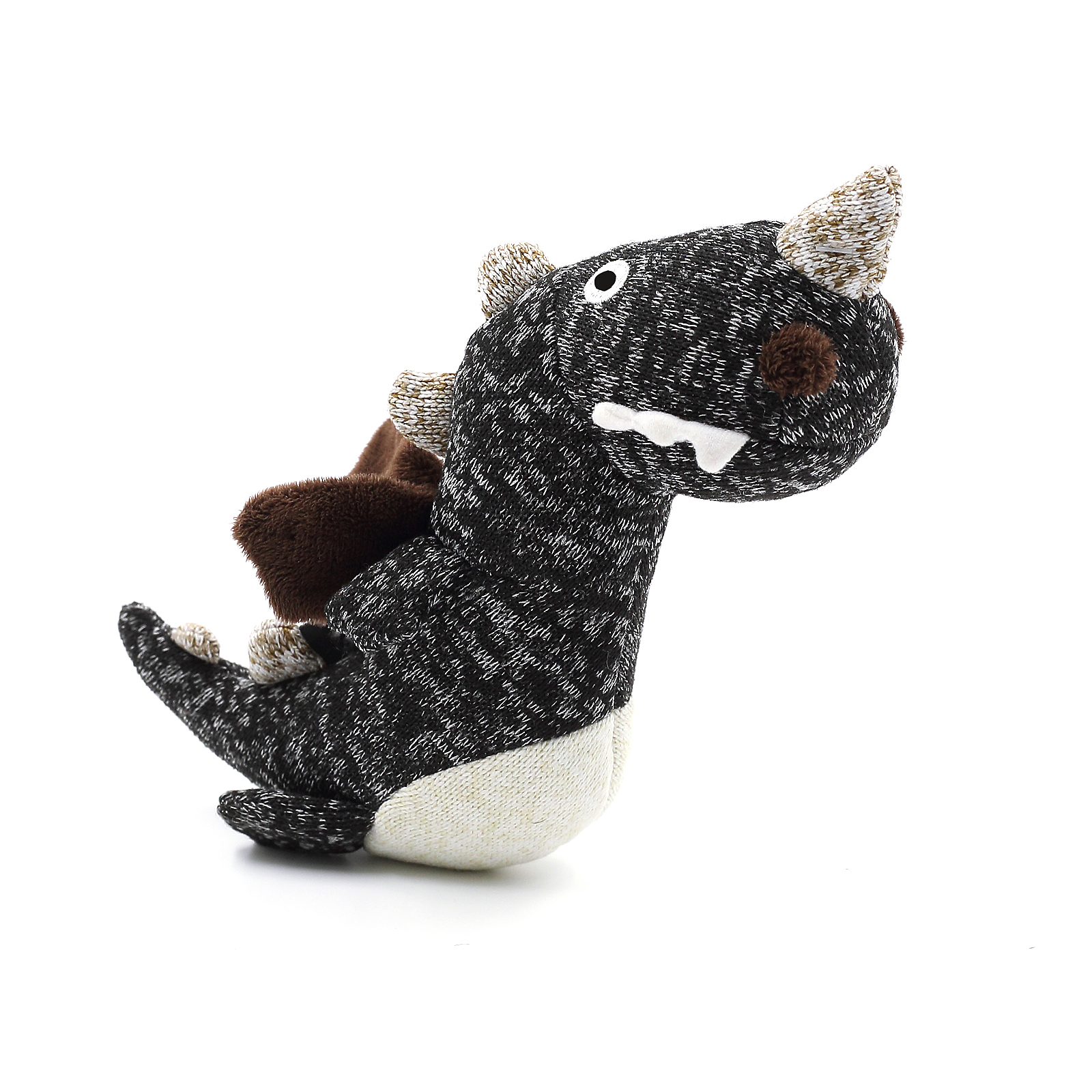 High Quality Black Funny Mini Dinosaur Toy Interactive Chew Squeaky Plush Luxury Interactive Pet Toy
