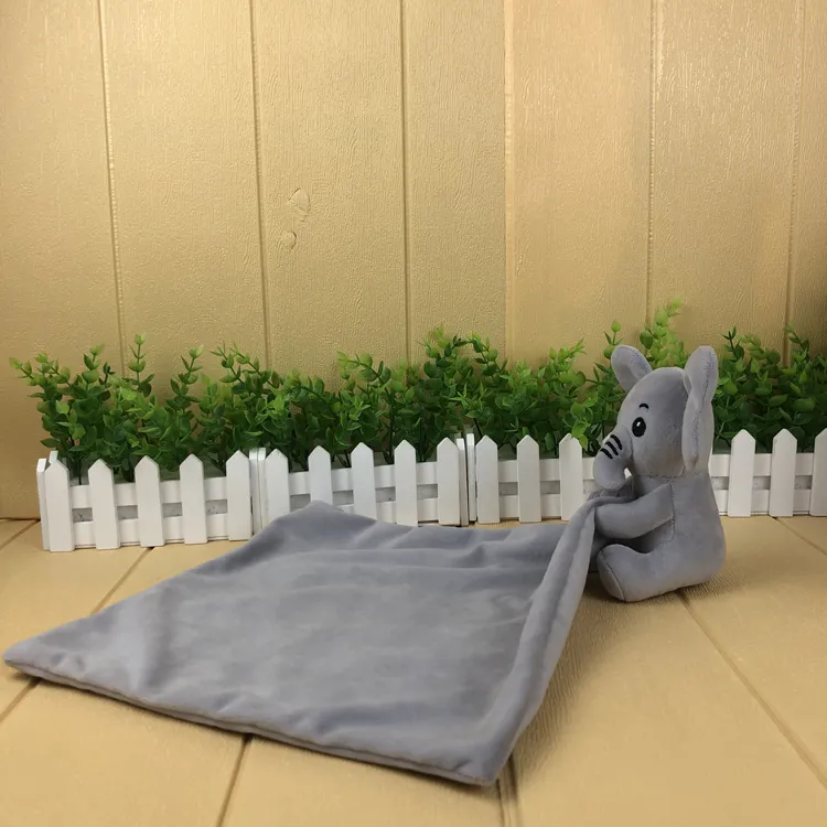 Gray Color Super Soft Plush Baby Toy Comforter Elephant Doll Before Bed