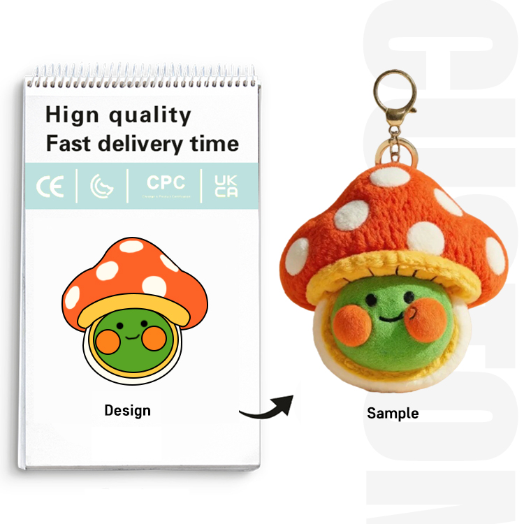 Custom Plush Keychain Stuffed Animal Oem Mushroom Plusheis Soft Plush Toy