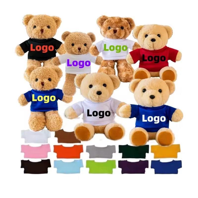 1 Pcs Low MOQ Factory Price Teddy Bear with Different Colors T-shirt Plush Bear Toy Teddy Soft Toys for Kids Gift