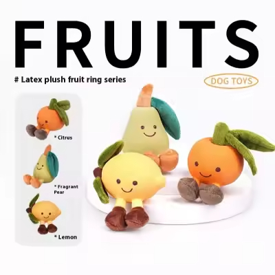 Fruit Shape Short Plush And Latex Dog Squeaky Toy Interactive Pet Chew Play Toy For Pet Stores And Wholesalers