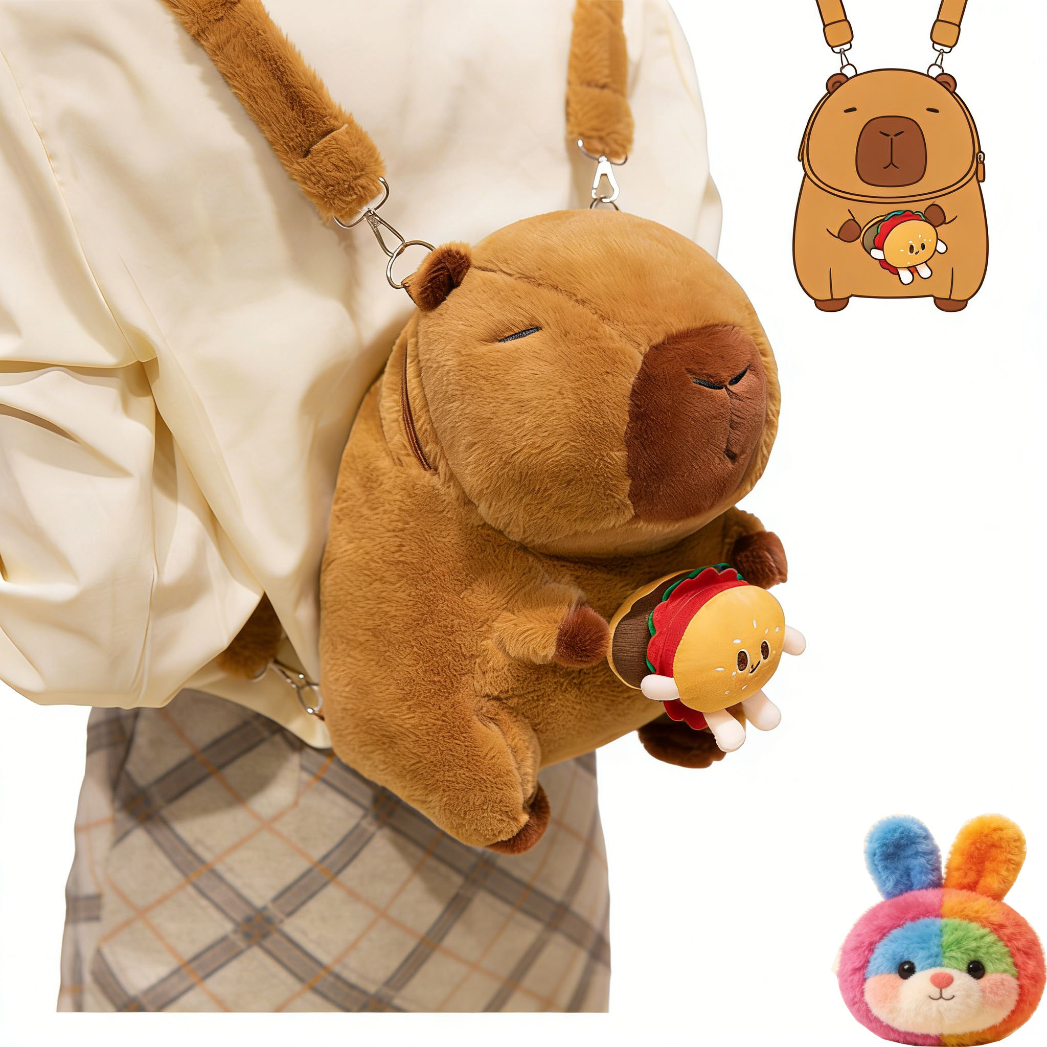 Factory-Made Kapybara Stuffed Toy Creative Fun Plush Doll for Children Stress Relief Animals Toys Bag for Kids