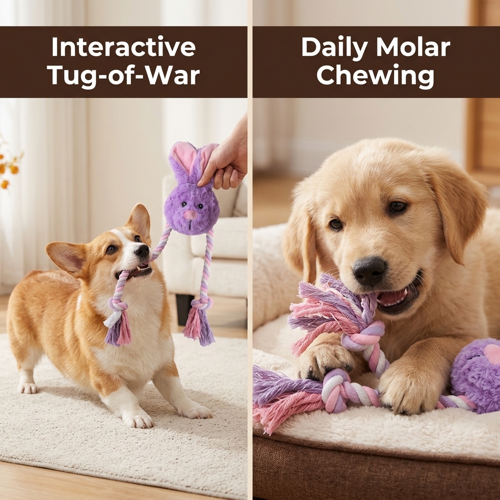 Dog Rope Toy Plush Squeaky Removable Cotton Rope Pets Chew Toys Rabbit OEM ODM Customization Manufacturer Bulk Wholesale