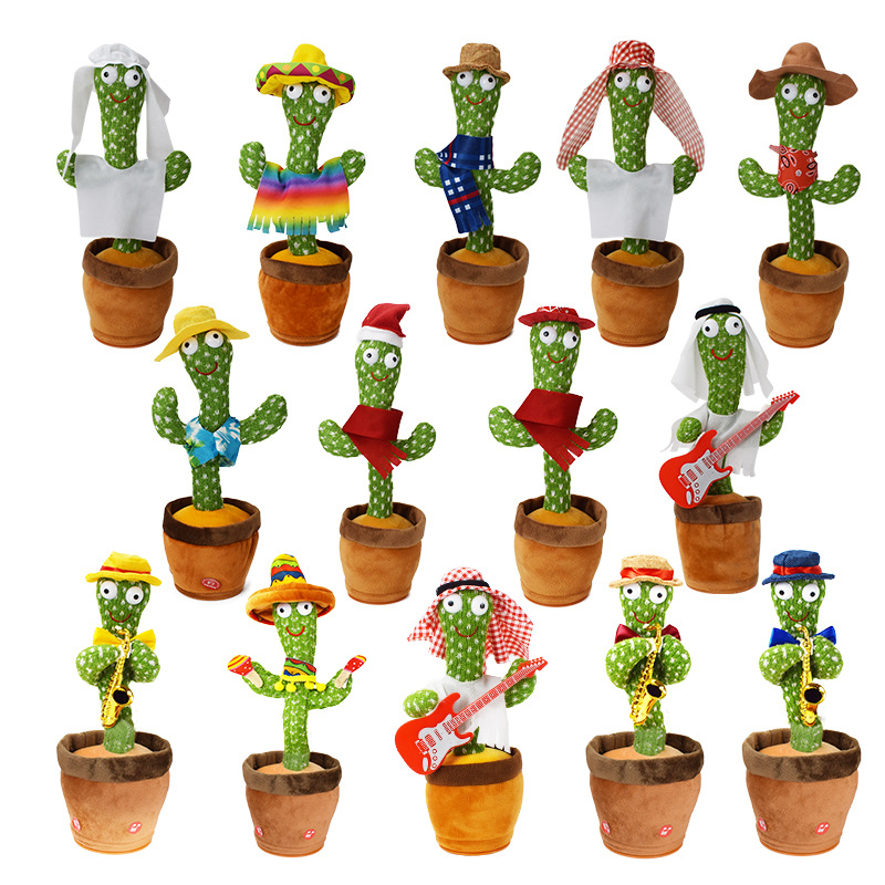 Lovely Talking Plush Writhe Doll Cute Soft Kids Education Toy with Music Dance Cactus Toy with Sound Record PP Filling Bag Style