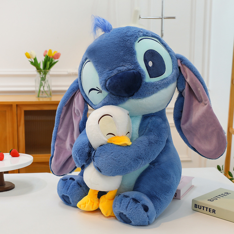 New Duck Hugging Stitch Plush Toy Doll PP Cotton Children's Bed Sleeping Doll Claw Machine Doll for Girlfriend's Birthday Gift