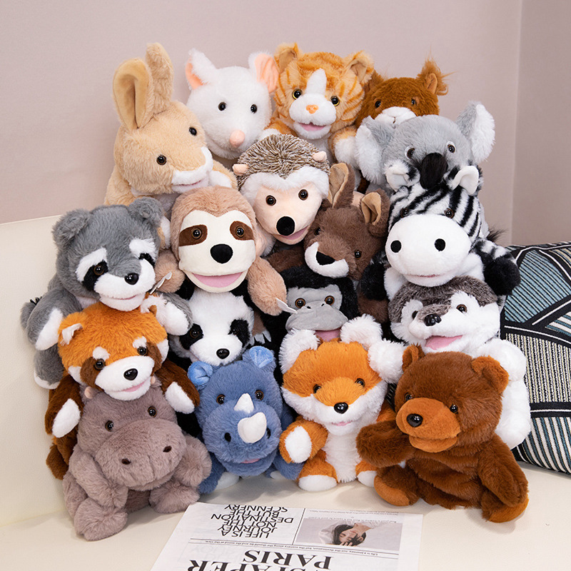 Peluches Realistic Soft Custom Toys for Early Education Stuffed Animal Plush Panda Hand Puppet Toys
