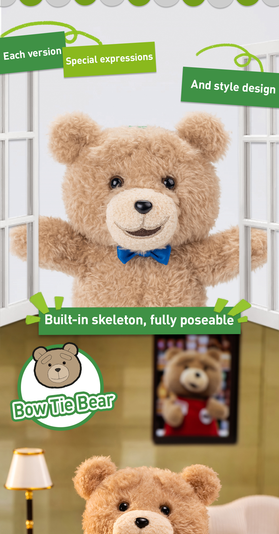 Original Ted2 Bear Series PVC Blind Box Plush Doll Cute Keychain Toy and Home Decorations