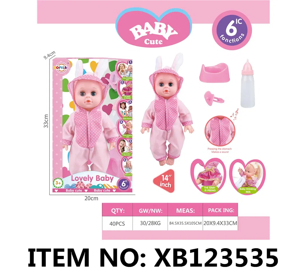 Cartoon Animal Plush 14 Inch Baby Doll Bodysuit Doll Jumpsuit