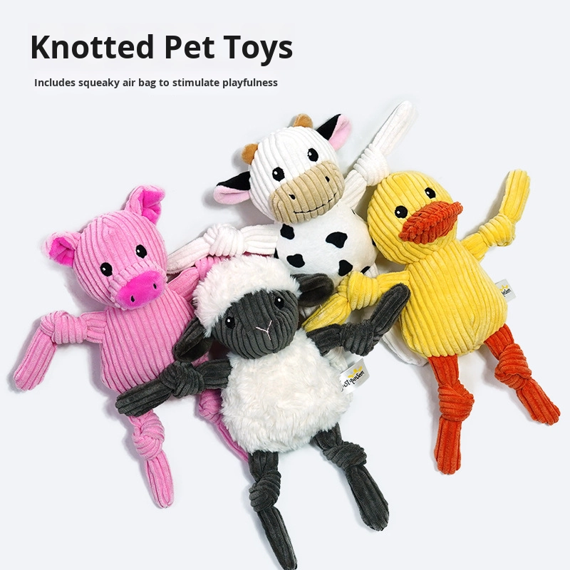 Luxury Eco-Friendly Interactive Plush Dog Toys Chicken Flavor Chewable Rope Sound Bite-Resistant Animal Pattern Novelty Pets