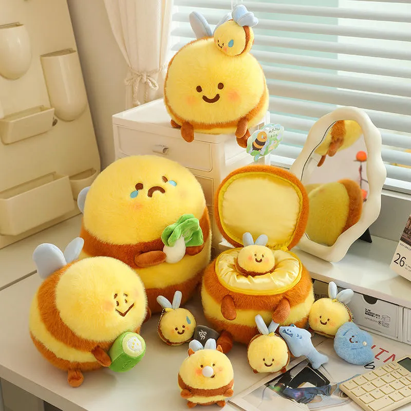 Custom Bee Plush Toy Fluffy Soft Cartoon Doll Sleeping Accompany Stuffed Animal Doll Plush for Children