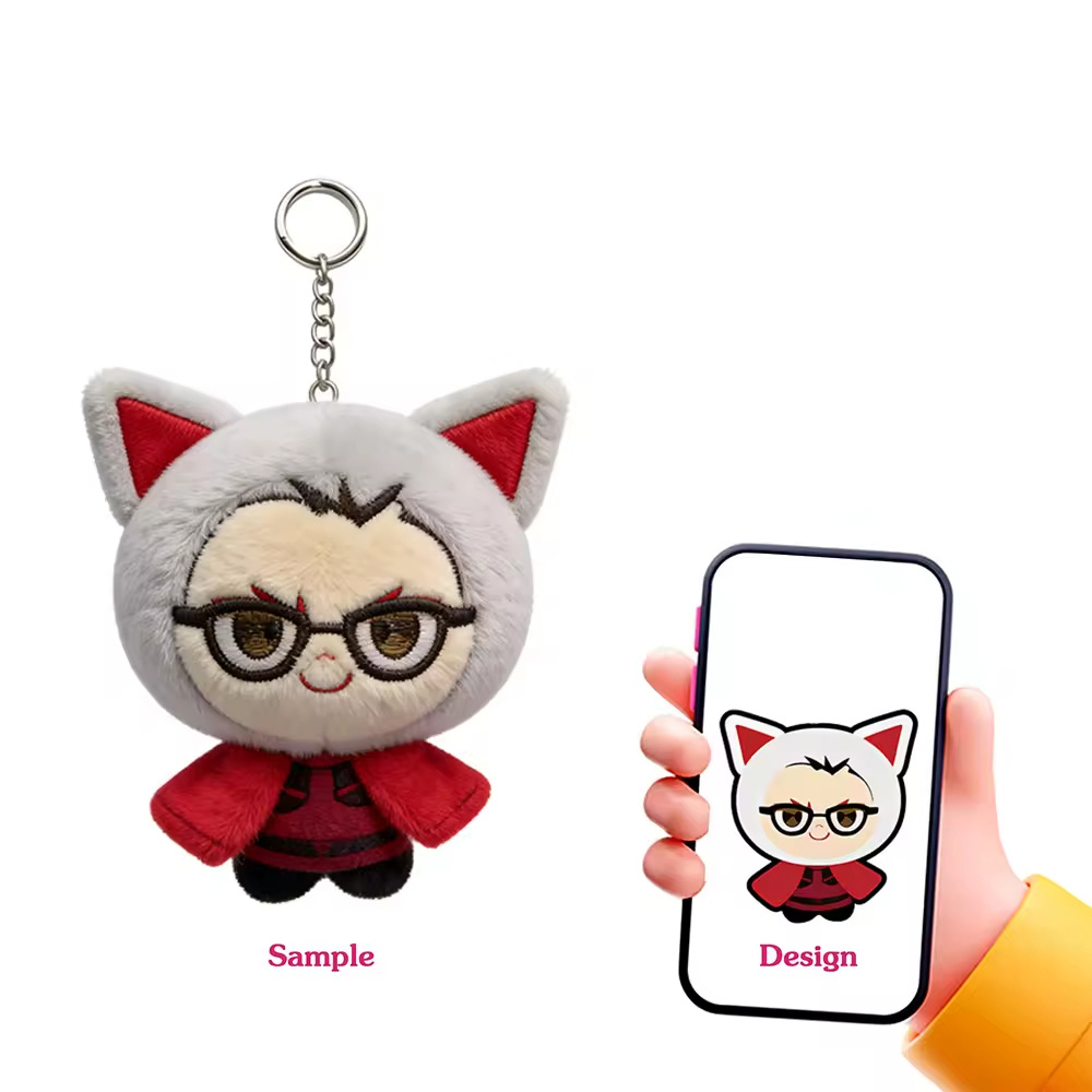 Custom Plush Cute Keychain Toys Stuffed Animal Toys Plush Keychains PP Cotton Filling Embroidered Pendant Toys for Gift