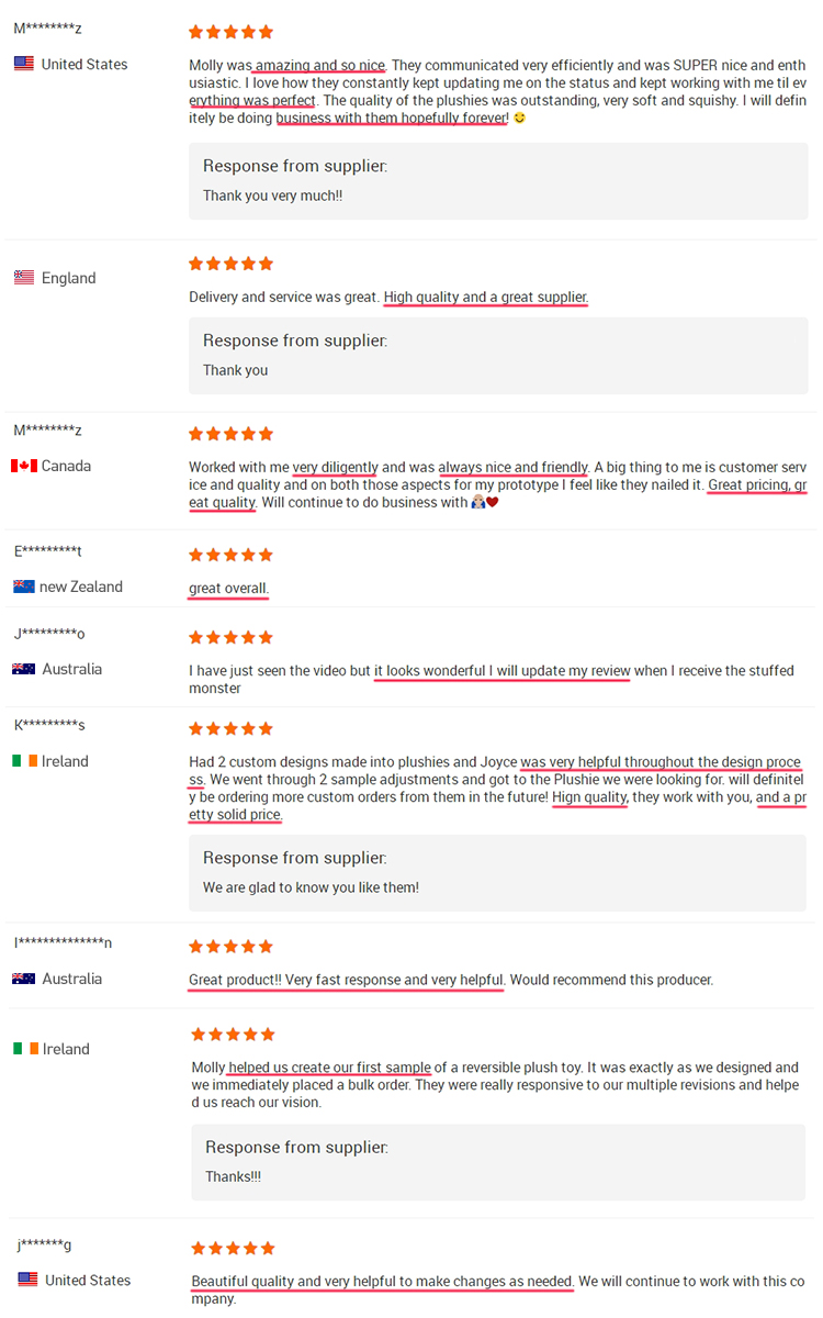Customer positive reviews