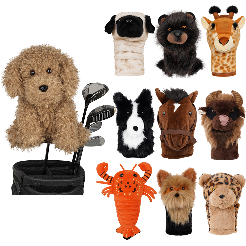 In Stock Golf Driver Animal Head Covers Cute Head Cartoon Animal Dog Cow Plush Doll Toy Golf Headcovers