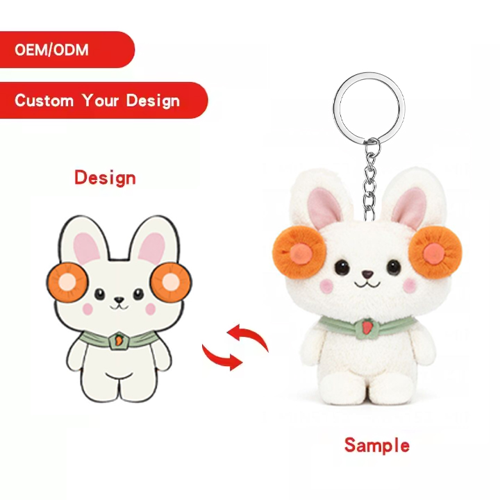 Custom Mini Plush Keychains Small Special Design Game Embroidered Plush Stuffed Animal Cute Bunny Toy