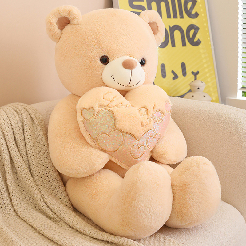 Purple Heart Teddy Bear Plush Toy Valentine's Day Giant Human Size Bear Stuffed Animal Doll Super Soft Toys Sleeping Long Pillow