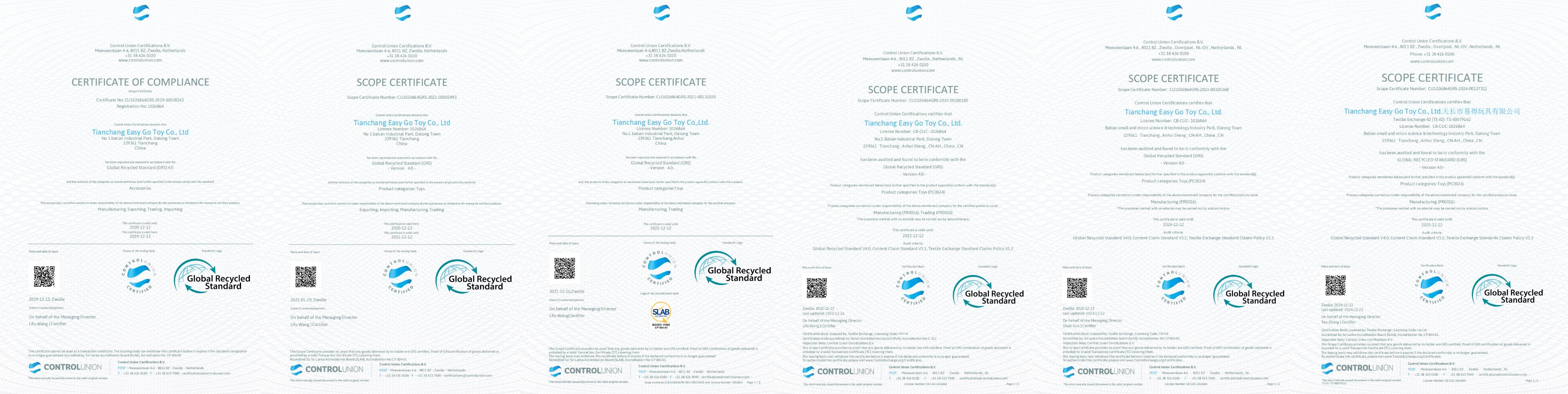 GRS Certification History