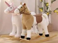 Wooden Kids Children Baby Plush Ride on Car Walking Rocking Horse Chair Mechanical Toy