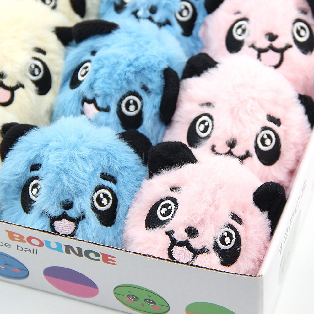 New Elastic Ball Plush Toy Cute Fun Panda Cartoon Bounce Jump Ball 0-10cm Color Box Packaging Wholesale
