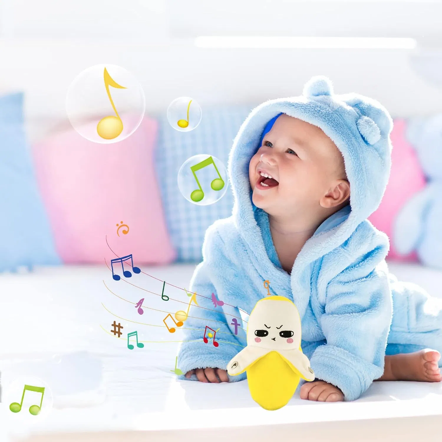 Musical Piano Interactive Banana Plush Doll Kids Toys Fruit Plush Toy Induction Beat Piano Kids Accompany Toys Electric Muppet Doll Strawberry Education Toys