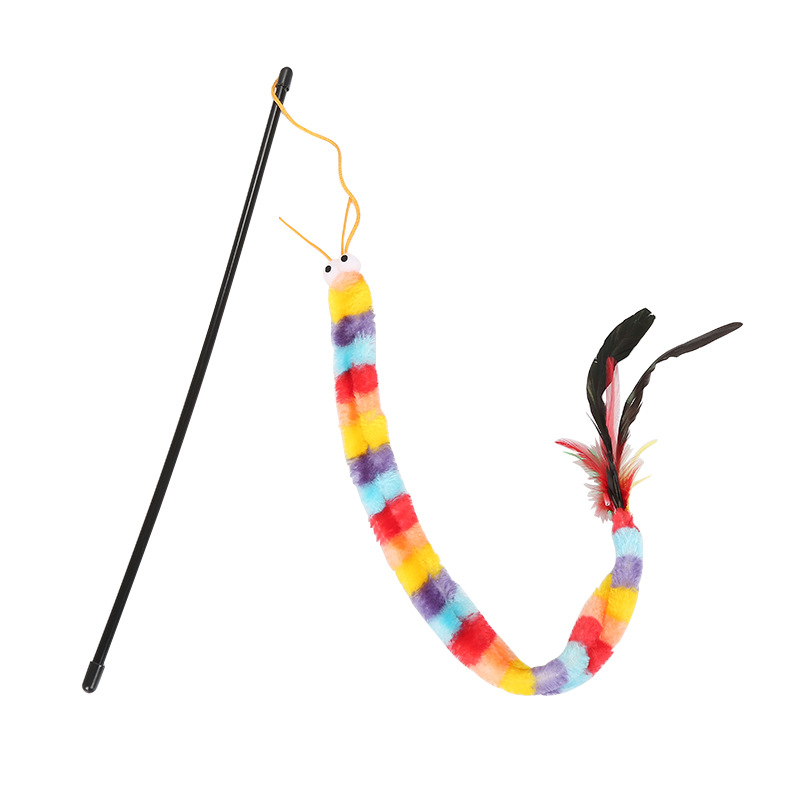 Rainbow Caterpillar Interactive Plush Chew Teaser Toy Cats Eco-Friendly Cartoon Exclusive Pet Supplies Anxiety Relief