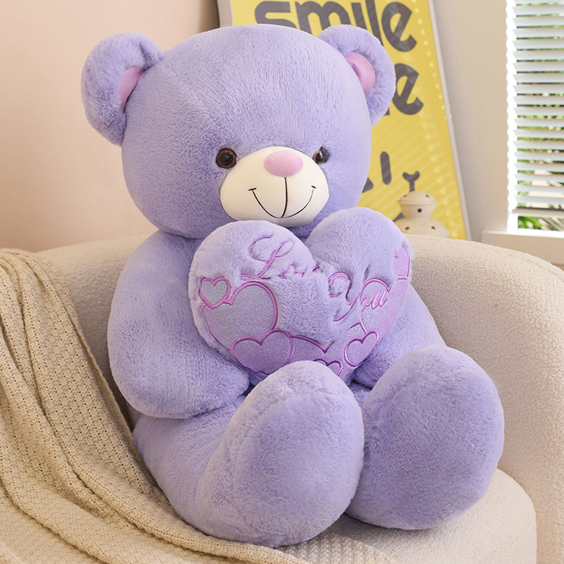 Purple Heart Teddy Bear Plush Toy Valentine's Day Giant Human Size Bear Stuffed Animal Doll Super Soft Toys Sleeping Long Pillow
