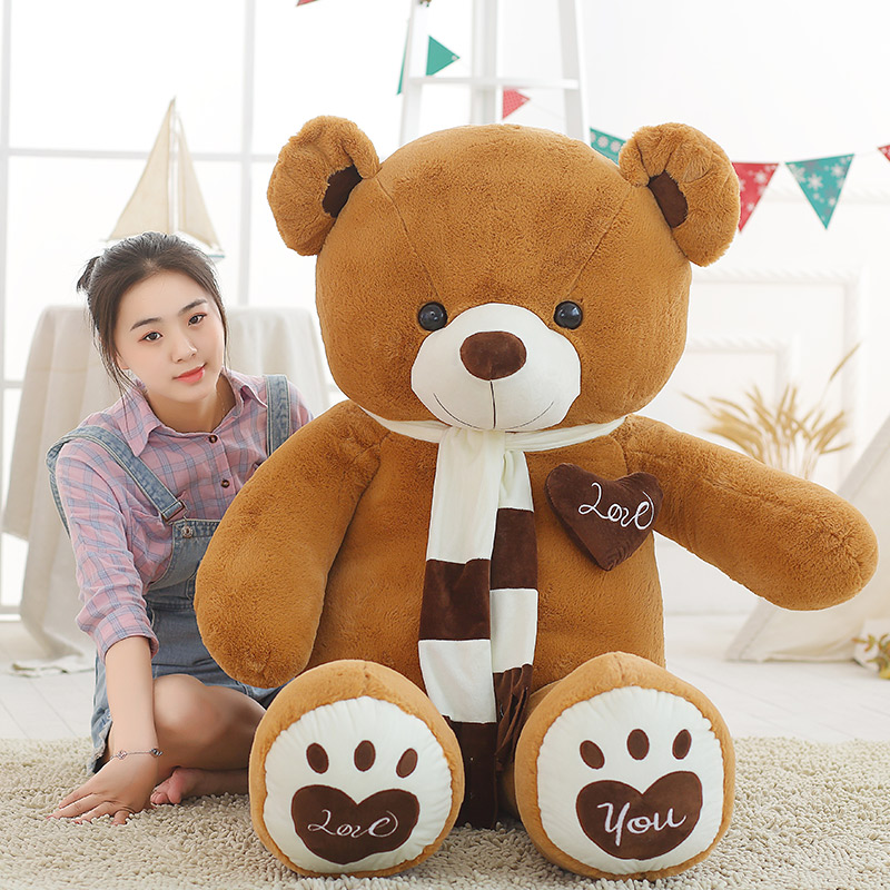 Giant Teddy Bear with Scarf Plush Stuffed Doll Soft Animal Toys Large Teddy Bear Stuffed Doll High Quality Doll for Kids