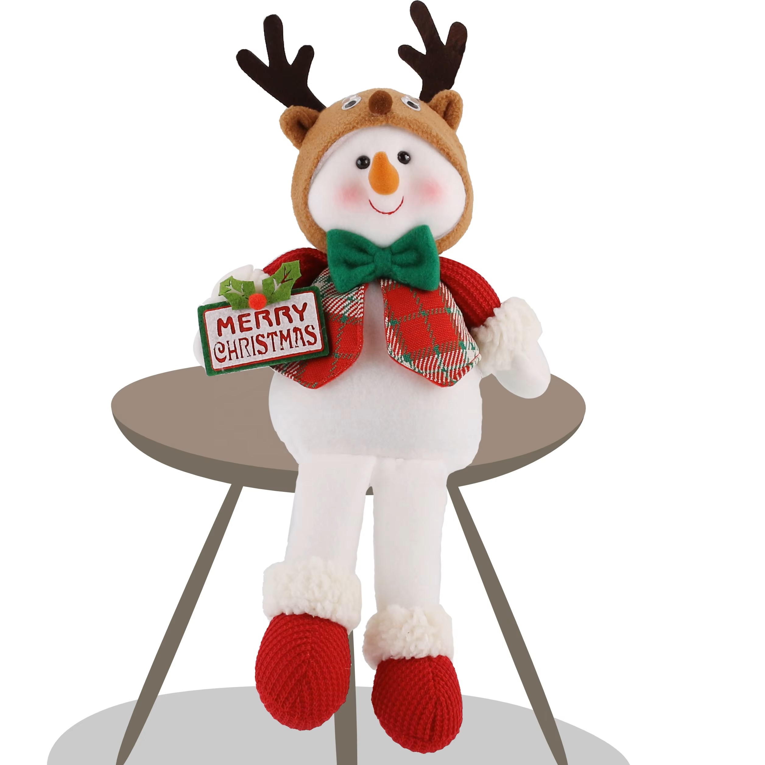ZAVES Cute Reindeer Elk Hat Snowman Toy Plush Fabric Animal for Christmas Home Decor Party Easter Xmas Gift Love Figurine Toys
