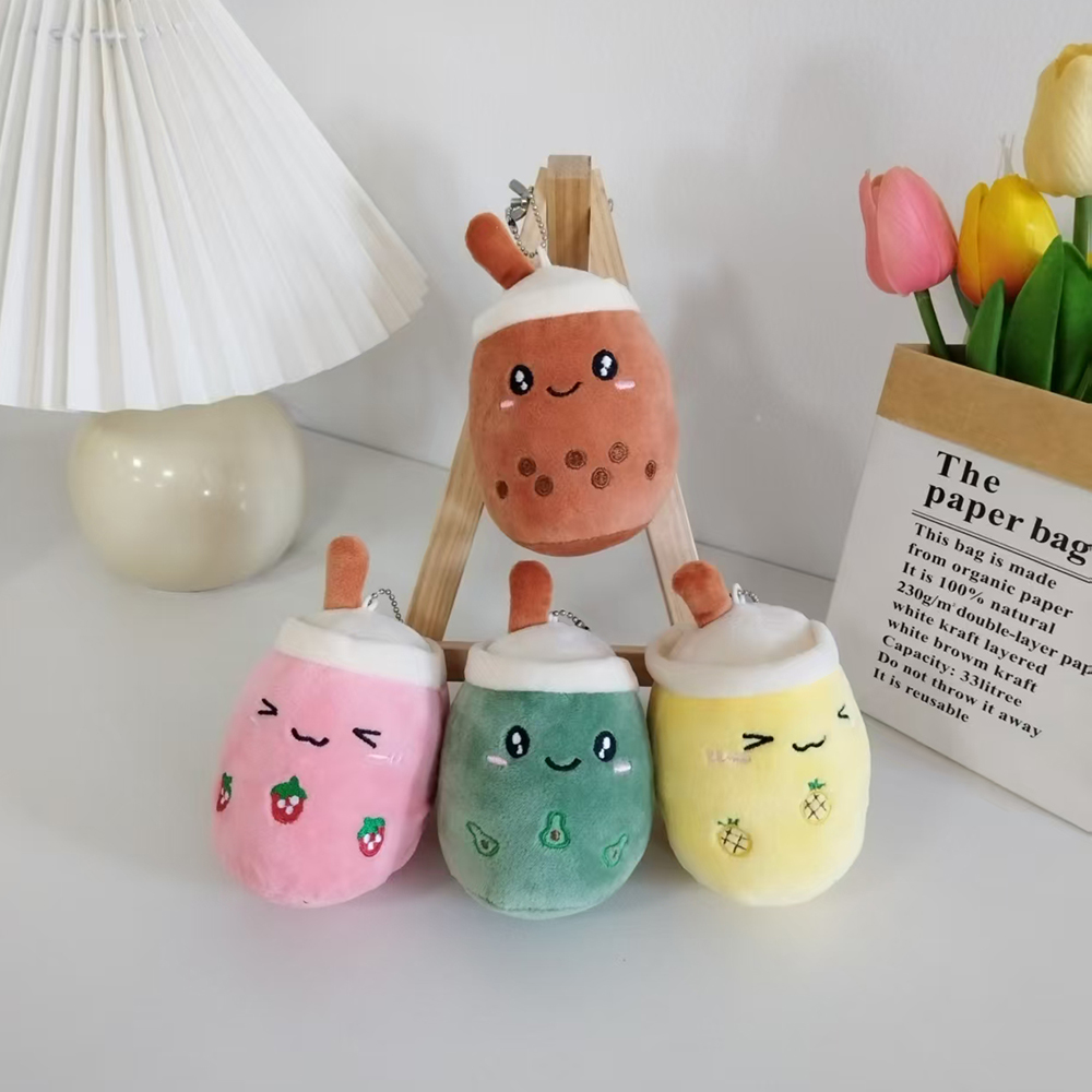 11cm Boba Key Chain Cute Milk Tea Cup Plush Toy Milk Tea Doll Bag Pendant Keychain Bag Hanging Decoration Plush Key Chain