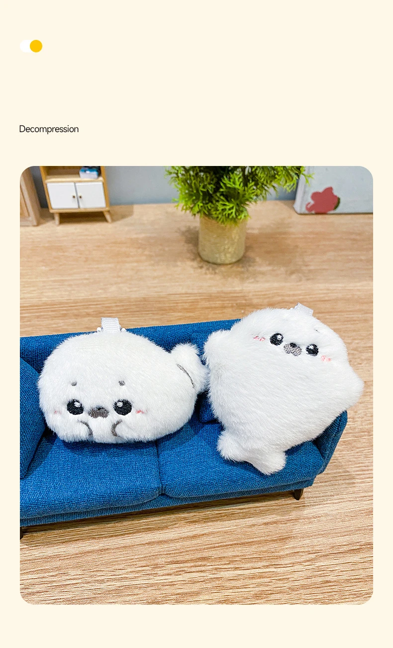 Baby seal plush toy bag pendant detail 5