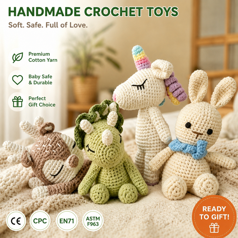 Baby Crochet Stuffed Animal Cotton Crochet Dolls Hand Made Small Amigurumi Animals Crochet Plushies Toy Doll Start Order