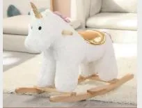 Wooden Kids Children Baby Plush Ride on Car Walking Rocking Horse Chair Mechanical Toy