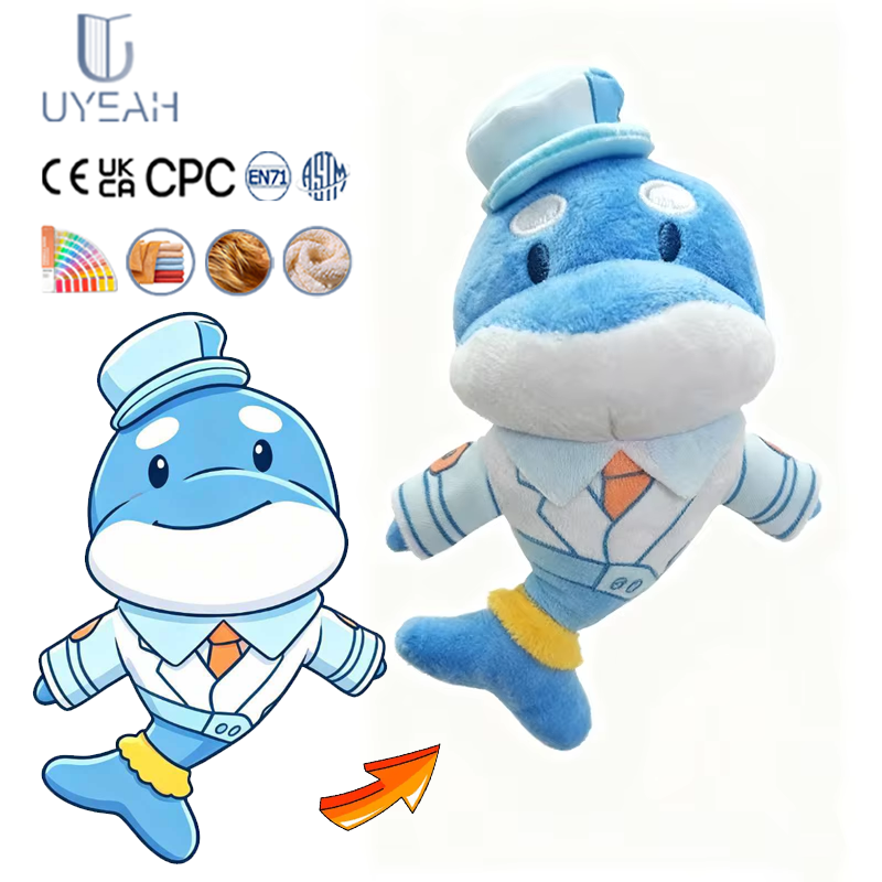 Uyeah Factory OEM/ODM Custom Mini Plush Toys Personalized Design Soft Stuffed Animal Doll Cartoon Fish Shark Plush Toys for Gift