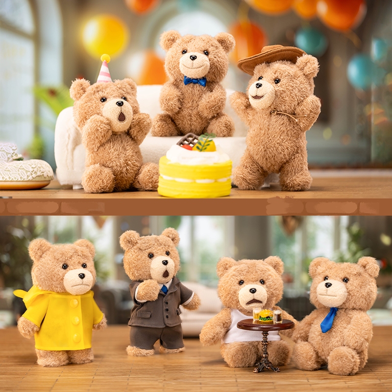 For Pop Mart Original Ted2 Bear Series PVC Blind Box Plush Doll Cute Keychain Toy and Home Decorations for Holidays and