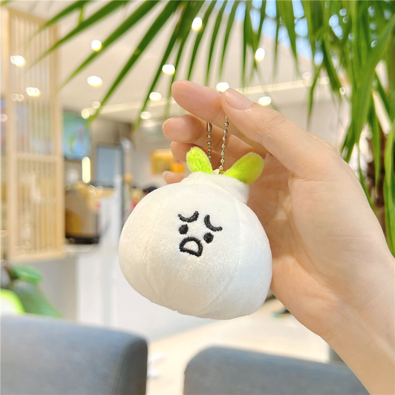 Custom Pumpkin Corn Bamboo Shoots Garlic Ginger Key Chain Pendant Plush Toy With PP Cotton Filling Washed Techniques