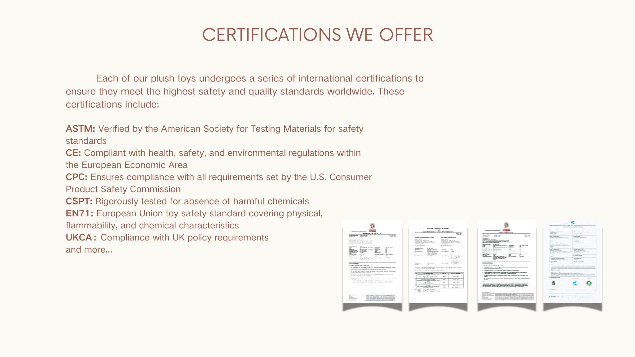 Safety and Quality Certifications
