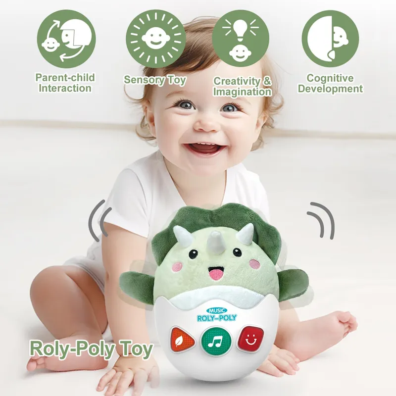 Baby Musical Soft Plush Stuffed Animal Dinosaur Roly-Poly Toy
